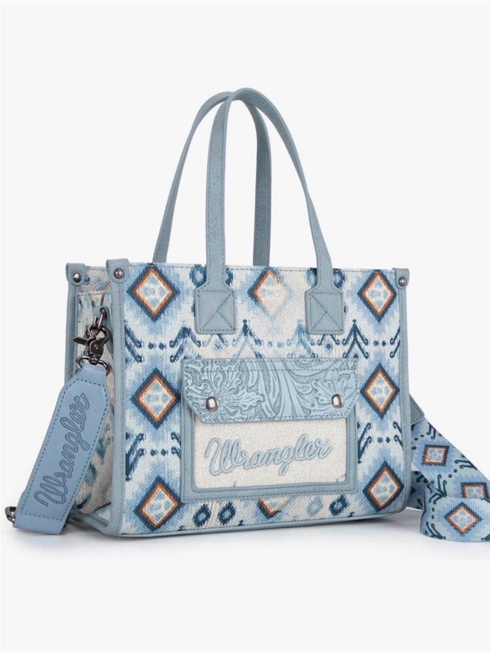 Wrangler Blue Aztec Patterned Tote Bag